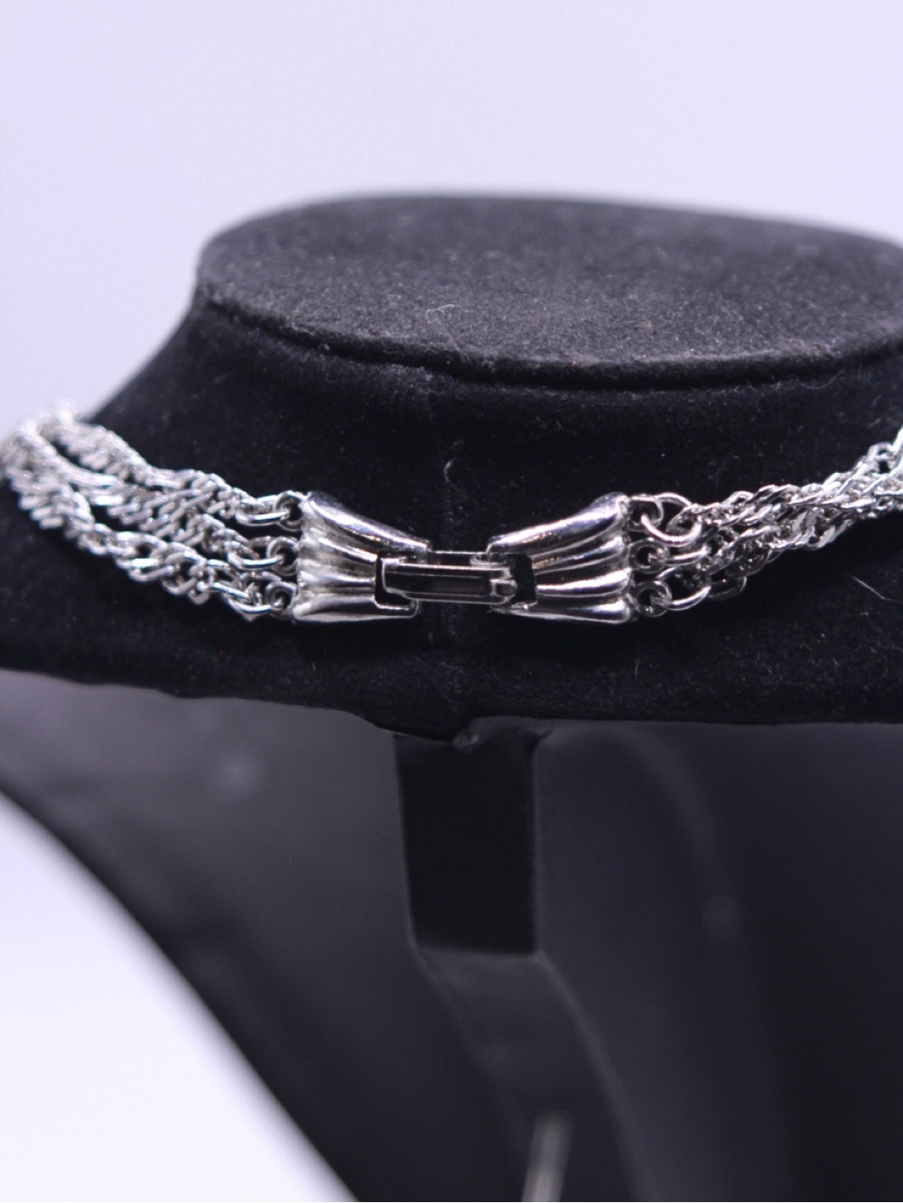 Vintage unsigned Silver tone Multi-Strand Rope Chain Necklace - Picture 3 of 3